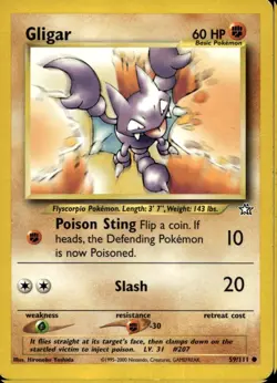 Gligar 59/111 Common WOTC Neo Genesis Pokemon - Image 1
