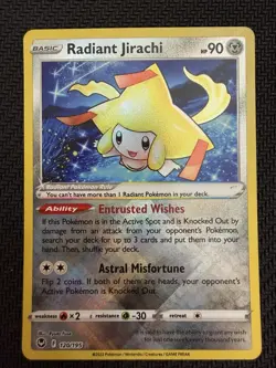 Radiant Jirachi Pokemon Silver Tempest 120/195 Radiant Rare NM - Image 1