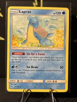2018 Lapras 56/214 Rare Lost Thunder Rare Pokemon TCG - Image 2