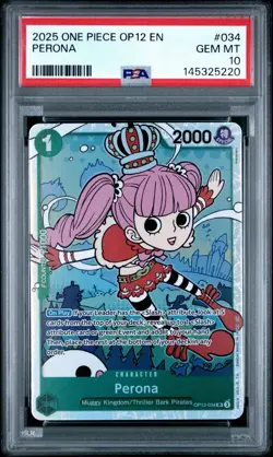 One Piece Perona OP12-034 Legacy of the Master Super Rare Full Art Holo PSA 10 - Image 1