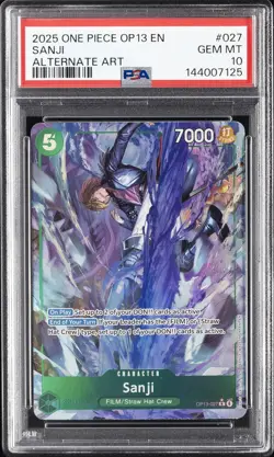 2025 ONE PIECE OP13-CARRYING ON HIS WILL ALTERNATE ART #027 SANJI PSA 10 - Image 1