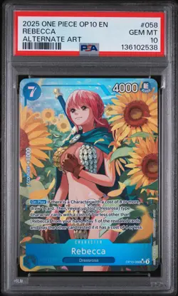 2025 ONE PIECE OP10-ROYAL BLOOD ALTERNATE ART #058 REBECCA PSA 10 - Image 1