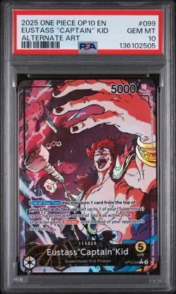 2025 ONE PIECE OP10-ROYAL BLOOD ALTERNATE ART #099 EUSTASS "CAPTAIN" KID PSA 10 - Image 1