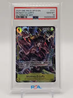 Monkey D. Luffy OP10-111 ENGLISH One Piece Royal Blood Alt Art - PSA 10 - Image 1