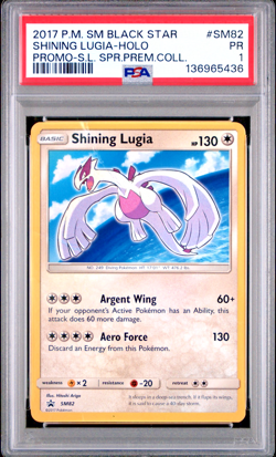 PSA 1 2017 Pokemon Sun Moon Shining Lugia SM82 Black Star Promo Holo Foil Rare - Image 1