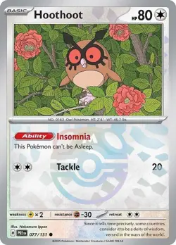 Hoothoot (Master Ball Pattern) 077/131 - HOLO - Pokemon Prismatic Evolutions NM - Image 1
