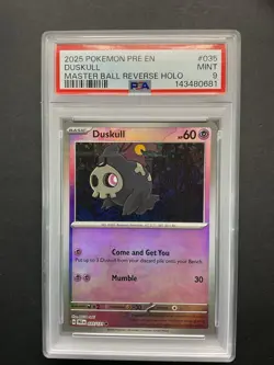 Duskull 035 PSA 9 2025 Pokemon Master Ball Reverse Holo PRE EN - Image 1