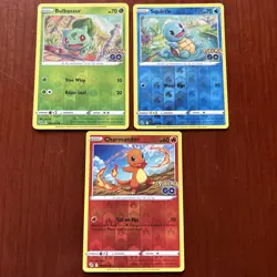 Pokemon TCG 2022 Pokemon Go Reverse Holo Charmander Squirtle Bulbsaur Setx3 - Image 1