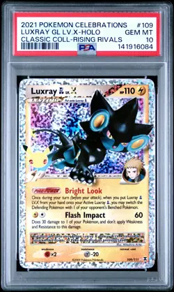 2021 POKEMON CELEBRATIONS CLASSIC COLL #109 LUXRAY GL LV.X-HOLO PSA 10 - Image 1
