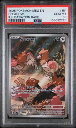 Spearow 151/132 Illustration Rare Holo Mega Evolution 2025 Pokemon PSA 10 - Image 1