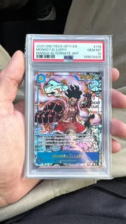 2025 ONE PIECE OP11-118 MONKEY D LUFFY MANGA ALT ART English PSA 10 GEM MINT - Image 2