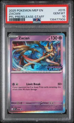 2025 Pokemon Zacian Phantasmal Flames Prerelease STAFF PSA 10 015 Promo - Image 1