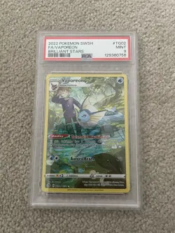 Vaporeon TG02/TG30 Pokemon Card - Brilliant Stars Trainer Gallery - PSA 9 - Image 1