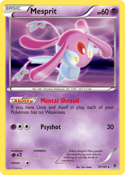 Mesprit 37/101 Rare Holo | Plasma Blast | Pokemon Card - Image 1