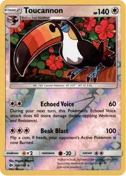 Toucannon 108/149 Reverse Holo | Sun & Moon | Pokemon Card - Image 1