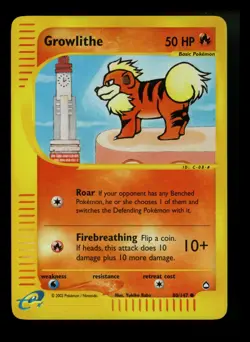 Growlithe 80/147 Aquapolis 2002 Reverse Holo Pokemon Card TCG - Image 1