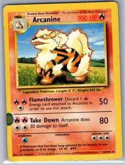 Arcanine 23/102 Non Holo Base Set - Pokemon Card - MP - Image 1