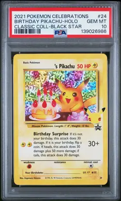2021 POKEMON CELEBRATIONS CLASSIC COLL #24 BIRTHDAY PIKACHU-HOLO PSA 10 - Image 1