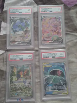 Pokemon Card Lot – 263+ Cards – 4 PSA Graded Slabs + Bonus Bulk Tin & Sleeves - Image 1