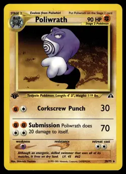 Poliwrath 28/75 1st Edition Neo Discovery Pokemon - Image 1