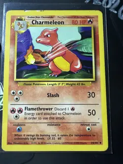 Charmeleon 24/102, 1999 Base Set, Pokemon TCG, WotC, Vintage, Uncommon, LP - Image 1