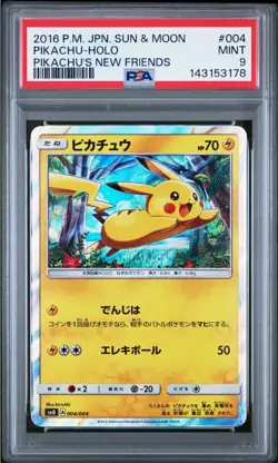 PSA 9 MINT Pikachu's New Friends Pikachu 004/004 Holo Japanese Pokemon - Image 1
