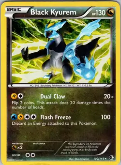 Black Kyurem 100/149 Boundaries Crossed Pokemon TCG LP-NM - Image 1