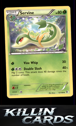 Servine 12/149 Pokemon Uncommon Boundaries Crossed Card LP - Image 1