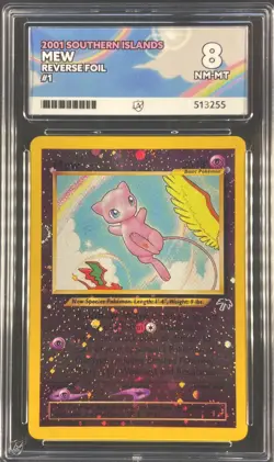 Pokemon Mew Southern Islands Reverse Holo Triple Swirl Rare 2001 1/18 ACE 8 - Image 1