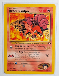 Brock's Vulpix 37/132 Gold W Stamp Uncommon Gym Challenge 2000 Pokemon NM/LP - Image 1