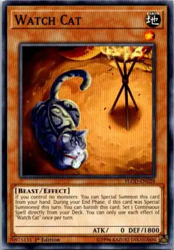 Watch Cat FLOD-EN028 Yu-Gi-Oh! Card Light Play 1st Edition - Image 1