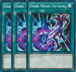 Yugioh - Dark Magic Attack x 3 - 1st Edition NM - Plus Free Holographic Card - Image 1