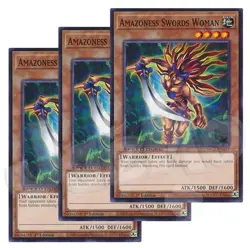 Yugioh - Amazoness Swords Woman x 3 - 1st Edition NM - Plus Free Holo Card - Image 1
