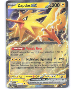 Zapdos ex 145/165 Scarlet & Violet 151 English Double Rare Pokemon TCG Card - NM - Image 1