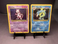 Pokemon TCG Base Set Holo Rare Collection Lot 2x WOTC VTG Mewtwo & Gyarados - Image 1