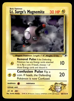 Pokemon TCG Gym Heroes #050/132 Lt. Surge's Magnemite (50) LP - Image 1