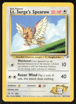Pokemon TCG Gym Heroes #083/132 Lt. Surge's Spearow (83) LP - Image 1