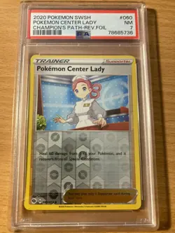 PSA 7 pokemon center lady champion's path reverse 2020 SWSH - Image 1