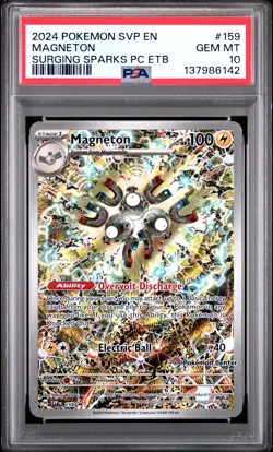 2024 POKEMON SURGING SPARKS POKEMON CENTER ETB PROMO SVP #159 MAGNETON PSA 10 - Image 1