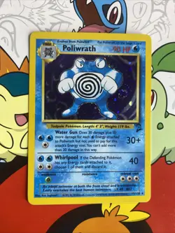 Pokemon Poliwrath 15/130 Base Set 2 Holo Rare Swirl LP - Image 1