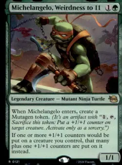 Magic the Gathering MTG - Turtles TMNT Michelangelo, Weirdness to 11 Rare FOIL - Image 1
