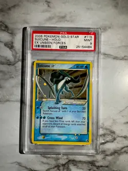 Pokemon 2005 Suicune Star 115/115 Unseen Forces Holo Gold Star PSA 9 - Image 1