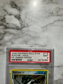 Pokemon 2005 Suicune Star 115/115 Unseen Forces Holo Gold Star PSA 9 - Image 3