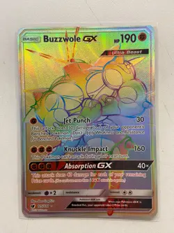 Pokemon Card TCG, Buzzwole GX Rainbow Rare , Crimson Invasion #115 - Image 3