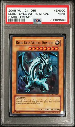 PSA 9 Mint Blue-eyes white Dragon DLG1-EN002 Dark Legends Yugioh weißer Drache - Image 1