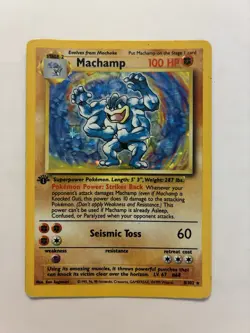 Pokemon TCG Machamp Holo 1st Edition Rare Card Mp Vintage - Image 1
