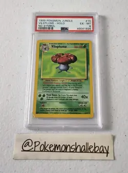 Vileplume 15/64 - Jungle Set *PSA 6 - EX-MT* No Symbol Error Holo Pokemon Card - Image 1