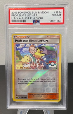 Pokemon 2018 PSA 8 Professor Elm's Lecture 1st place League Challenge 188a - Image 1
