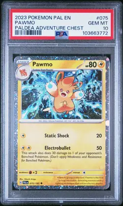 2023 POKEMON PAL EN PROMO #075 PAWMO PSA 10 COSMOS HOLO PALDEA EVOLVED #75 - Image 1