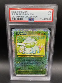 2002 POKEMON LEGENDARY COLLECTION #68 BULBASAUR-REVERSE FOIL PSA 7 - Image 1